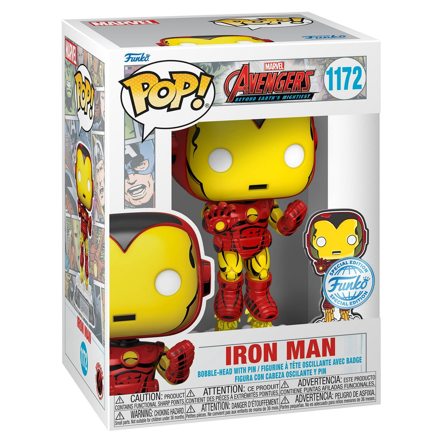 Funko Pop! & Pin: The Avengers: Earth's Mightiest Heroes - 60th Anniversary, Iron Man with Pin, Amazon Exclusive #1172