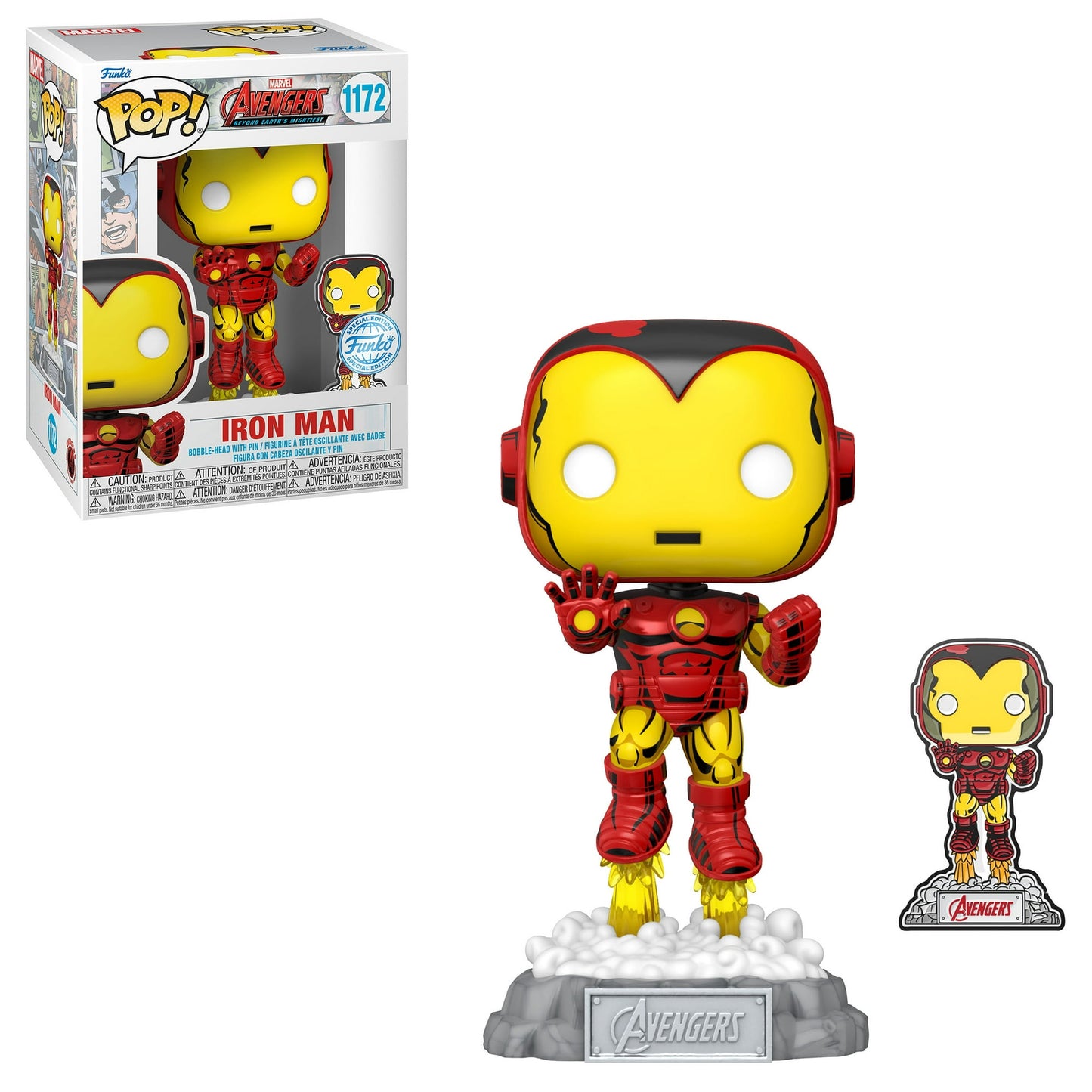 Funko Pop! & Pin: The Avengers: Earth's Mightiest Heroes - 60th Anniversary, Iron Man with Pin, Amazon Exclusive #1172