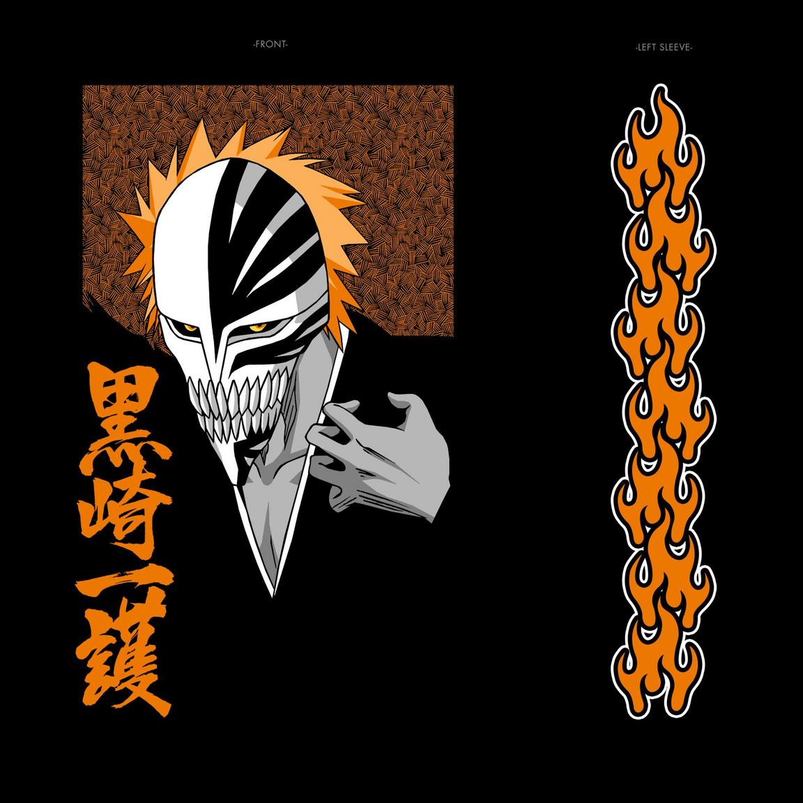 Bleach Ichigo Orange Flame Cutout Long Sleeve T-Shirt